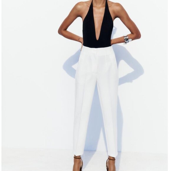Zara XS High Waisted Pants White - Picture 1 of 4